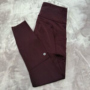 Lululemon fast and frees leggings 25” burgundy
